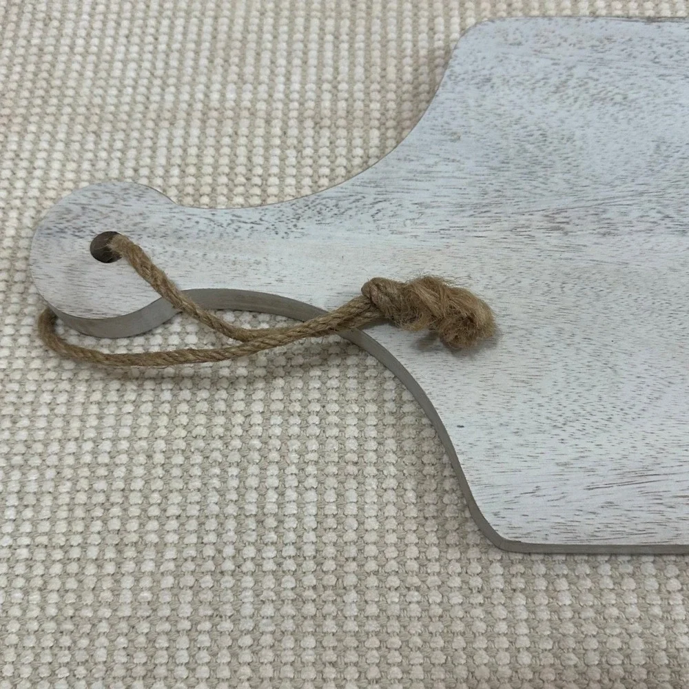 Rustic Whitewashed Wood Charcuterie Board Large Serving Paddle Jute Rope 30in